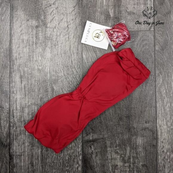 Cyn Luca Standard Ruched Front Bandeau Bikini Top Size L - Picture 3 of 4